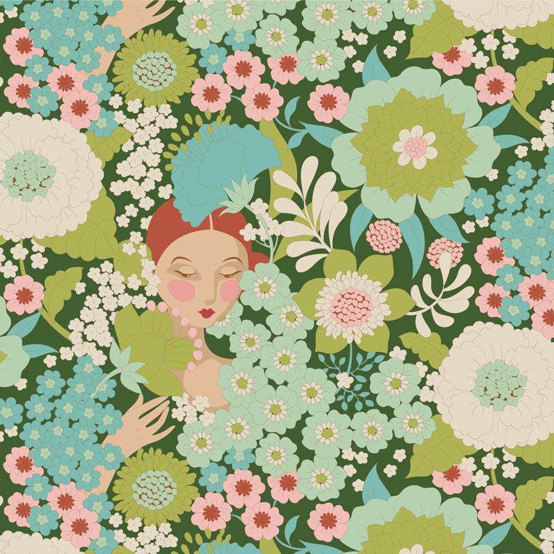 100605 TILDA WALLFLOWER CHICA ENTRE LAS FLORES VERDE - Imagen 2