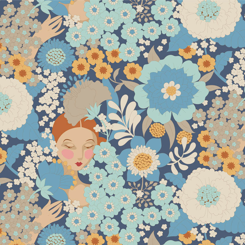 100607 TILDA WALLFLOWER CHICA ENTRE LAS FLORES AZUL - Imagen 2
