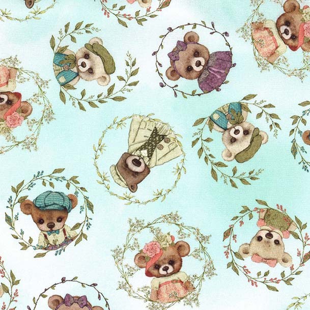 DDC12284 BEAR FAMILY PORTRAITS OSOS EN ORLAS FONDO MENTA - Imagen 2