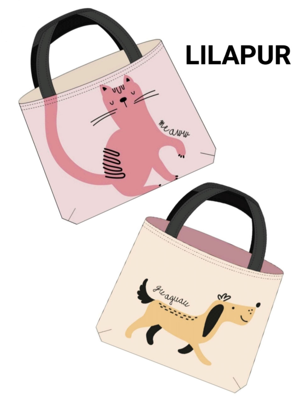 66154 PANEL BOLSA REVERSIBLE LILAPUR PERRO Y GATO - Imagen 2