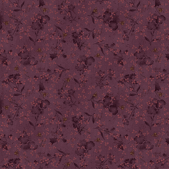 2773-55 TIME WELL SPENT FLORES Y ABEJAS MORADO - Imagen 2