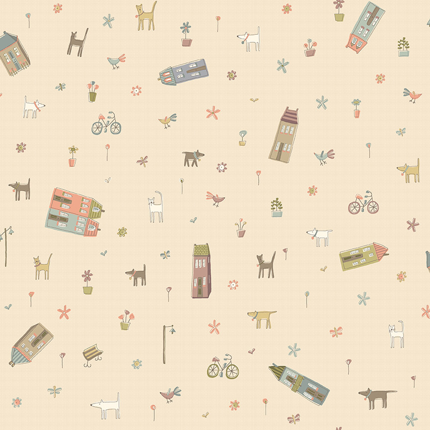 2634-4 MY NEIGHBORHOOD DIBUJOS FONDO CREMA - Imagen 2