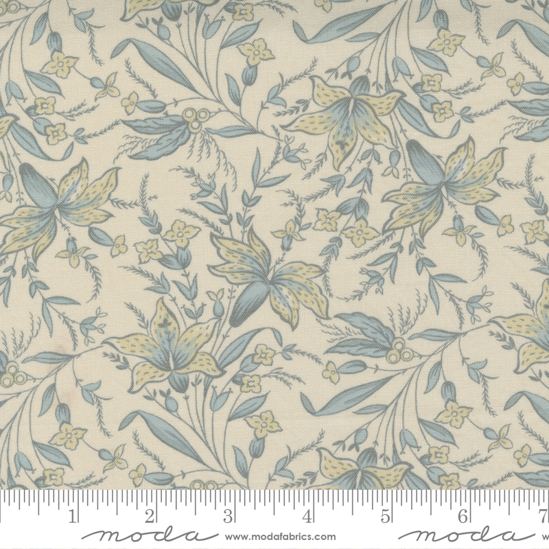 42362-13 REGENCY SOMERSET BLUES FLORES Y HOJAS FONDO BEIGE - Imagen 2
