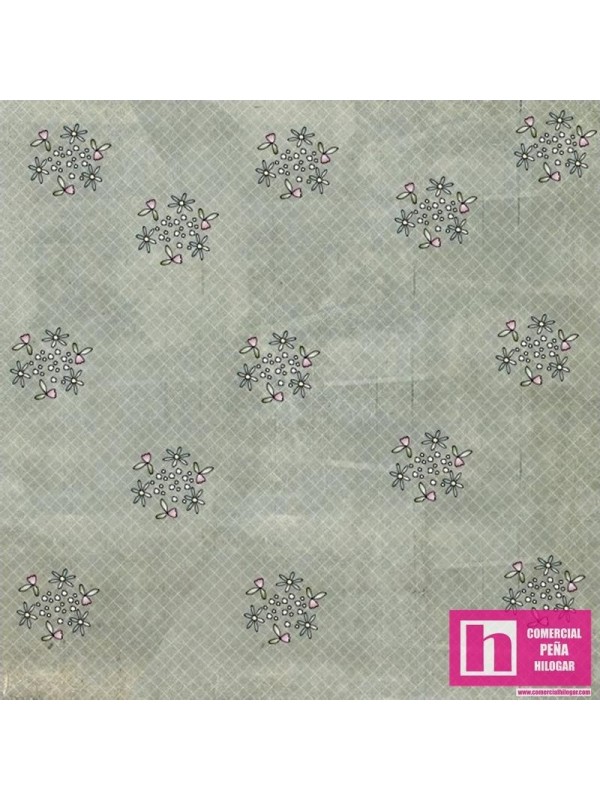 63345 WHIMSY TEA florecitas fondo verde - Imagen 2