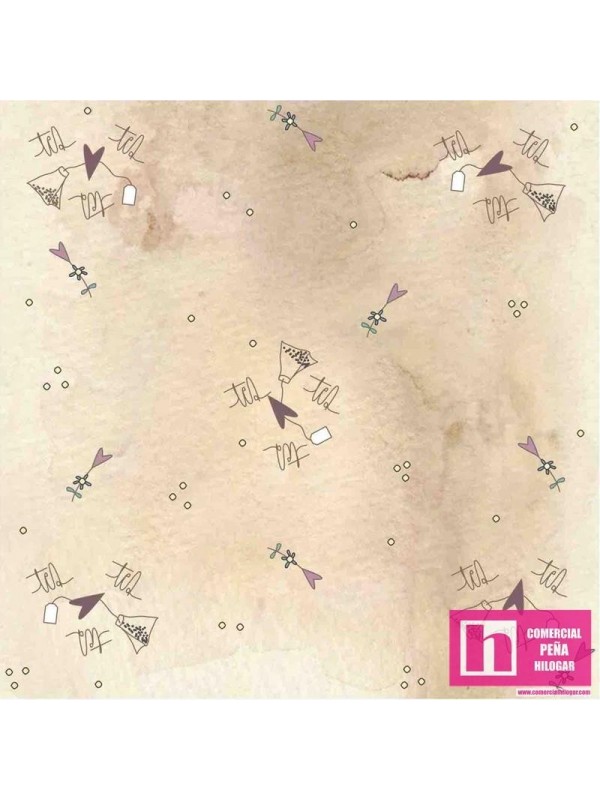 63353 WHIMSY TEA letras y corazones fondo beige - Imagen 2