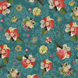 10347-84 SOUL SHINE & DAYDREAMS FLORES FONDO TURQUESA