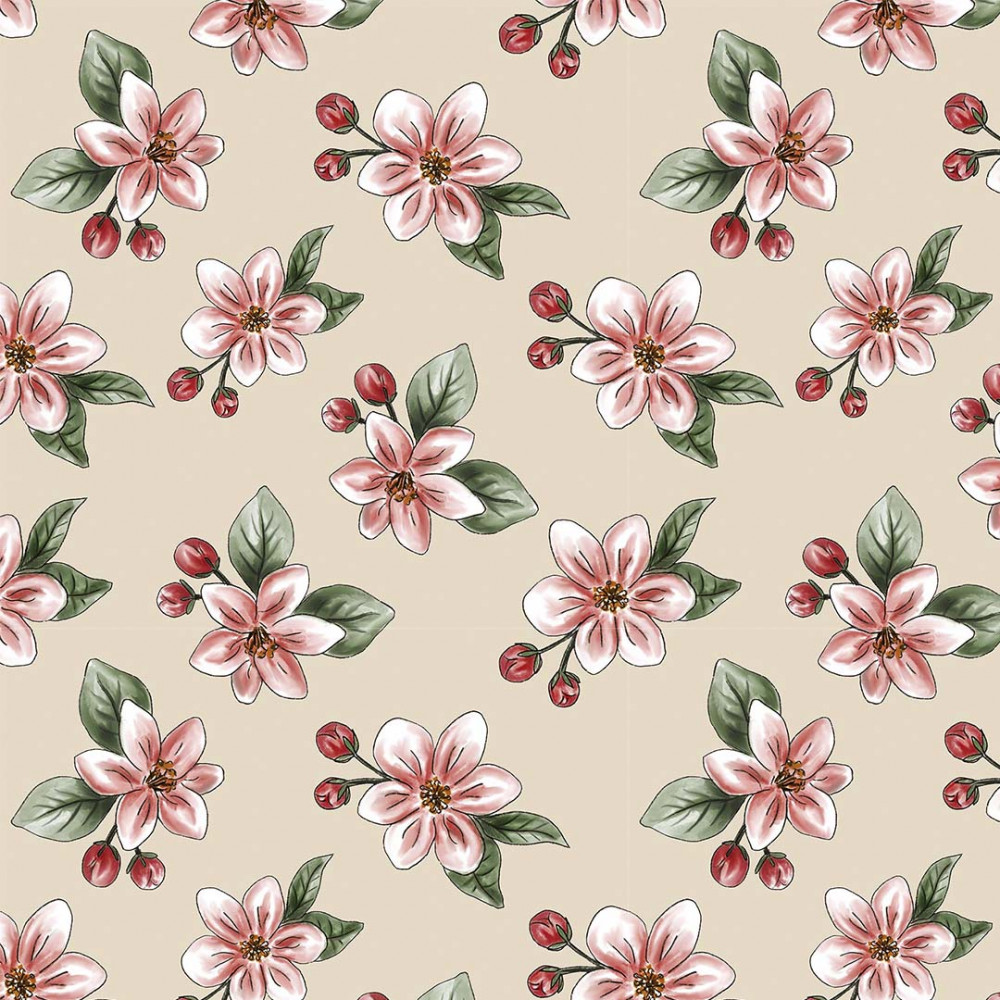 13704 RED BLOSSOM FLOR DEL MANZANO FONDO BEIGE - Imagen 2
