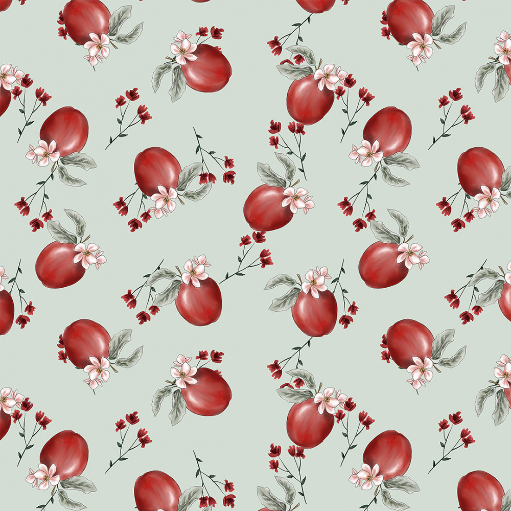 13706 RED BLOSSOM MANZANAS FONDO VERDE AGUA - Imagen 2
