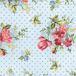 MAS8433-B ROSES ON THE VINE RAMOS PEQUEÑOS FONDO CELESTE A TOPOS