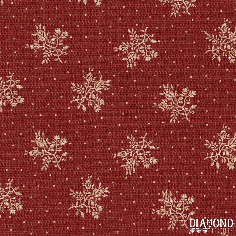 10589 A COMMON TRHEAD FLORES Y TOPOS FONDO ROJO - Imagen 2