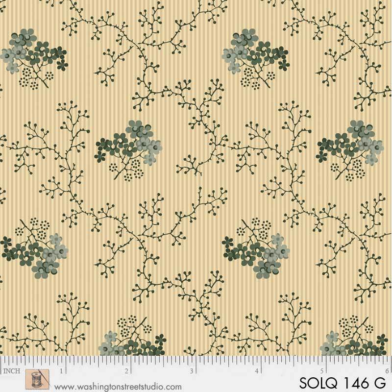 SOLQ 147 G A SOLDIER'S QUILT RAMOS AZULES FONDO CREMA - Imagen 2