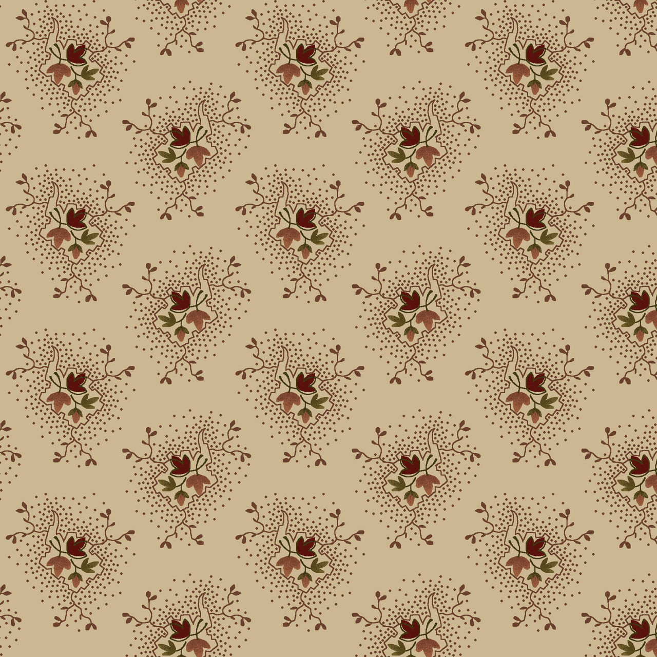 2107-46 BUTTERMILK BLOSSOMS HOJITAS FONDO TOSTADO - Imagen 2