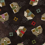 MASF9412-A HOME SWEET HOME FRANELA CASITAS MARRON