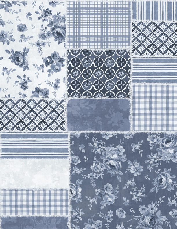 055 7216 444 TRASERA PATCHWORK ESSENTIALS TONOS AZULES - Imagen 2