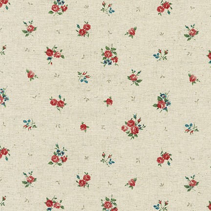 SB-87505D1-1 SEVENBERRY COTTON FLAX CANVAS ROSAS FONDO NATURAL - Imagen 2