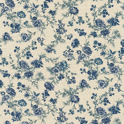 SB-87505D2-2 SEVENBERRY COTTON FLAX CANVAS FLORES AZULES - Imagen 2