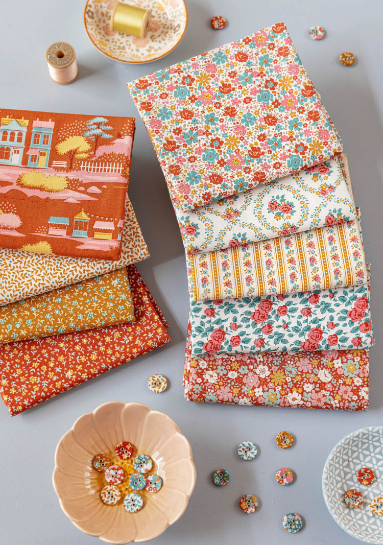 300274 TILDA VILLAGE LIFE PACK 5 FAT QUARTERS RUST - Imagen 2